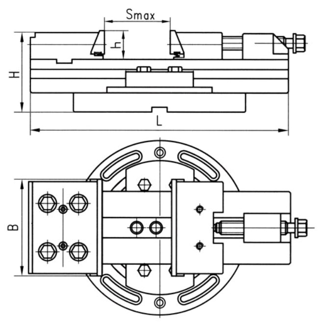 Тиски станочные модульные высокоточные поворотные GT150A-II (рис.1)