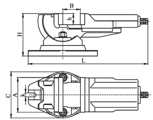 Тиски станочные двухповоротные QHK125 (рис.1)